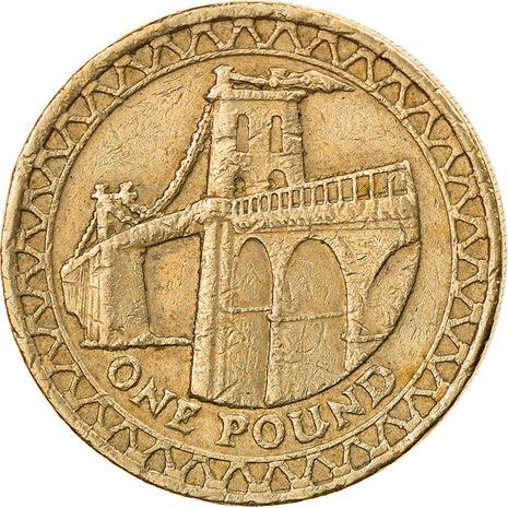 United Kingdom Coin 1 Pound | Elizabeth II 4th portrait | Menai Bridge | 2005