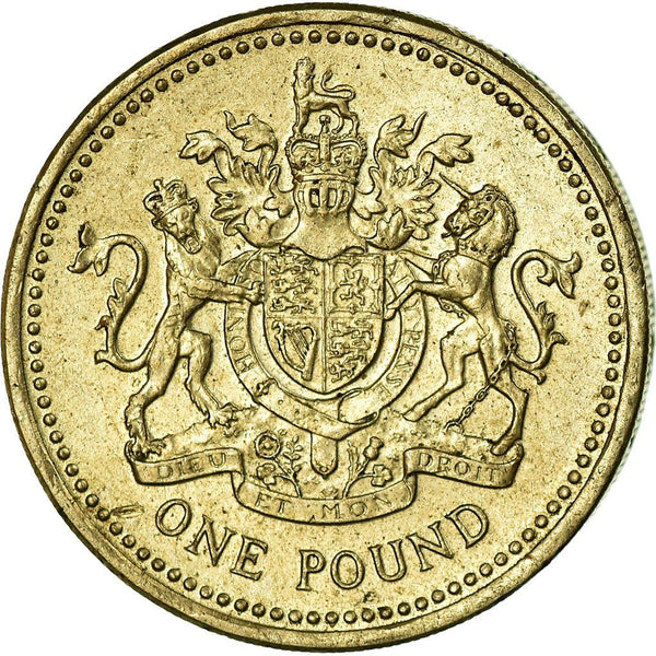 United Kingdom Coin 1 Pound | Elizabeth II 4th portrait | Royal Arms | 1998 - 2008