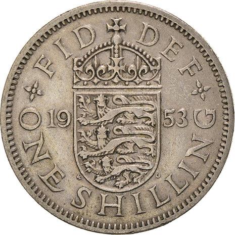 United Kingdom Coin 1 Shilling | Elizabeth II English shield | with 'BRITT:OMN' | 1953