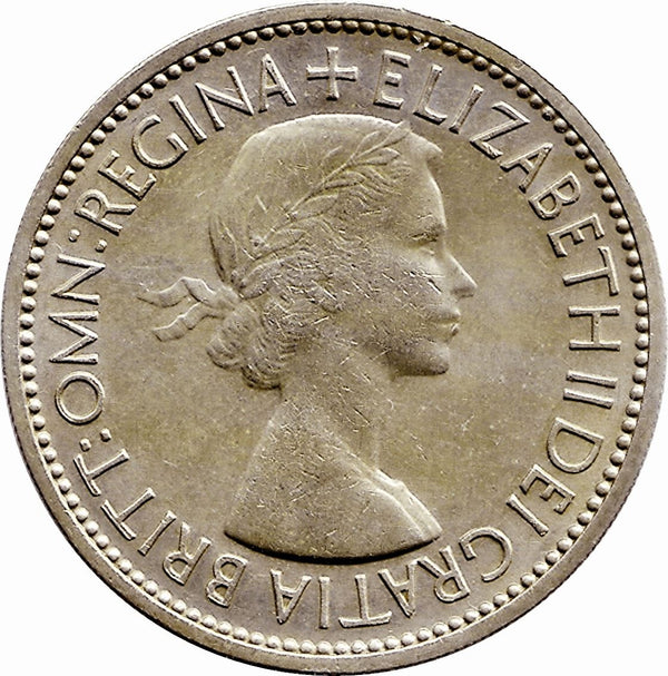 United Kingdom Coin 2 Shillings | Elizabeth II 1st portrait | with 'BRITT:OMN' | 1953
