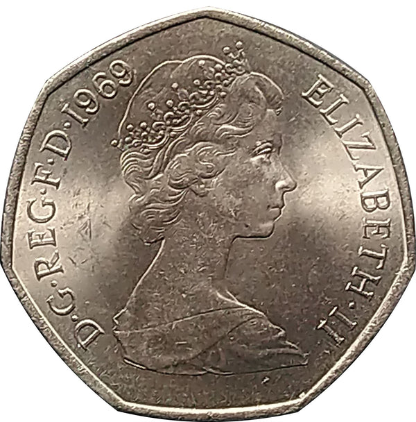 United Kingdom Coin 50 New Pence | Elizabeth II 2nd portrait | 1969 - 1981