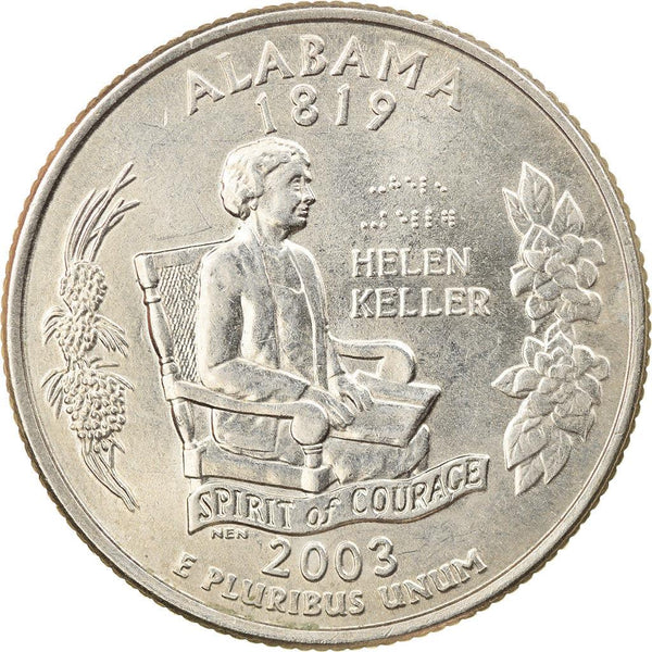 United States Coin American ¼ Dollar | George Washington | Alabama | Helen Keller | KM344 | 2003