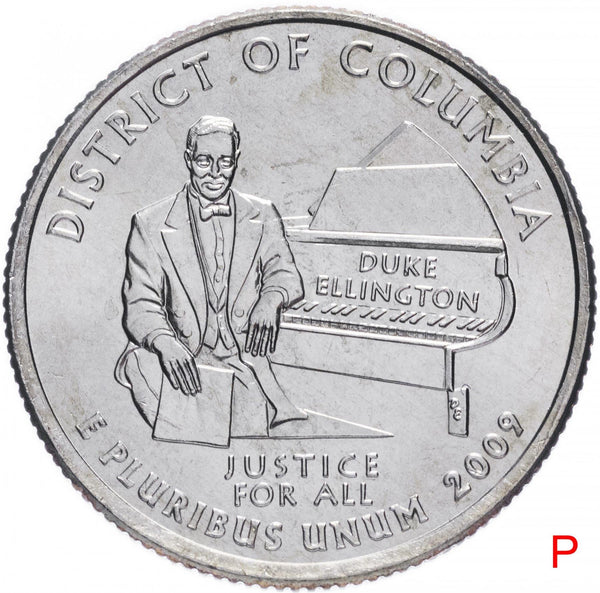 United States Coin American ¼ Dollar | George Washington | District of Columbia | Musician Duke Ellington | Piano | KM445 | 2009
