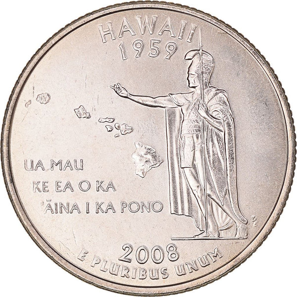 United States Coin American ¼ Dollar | George Washington | Hawaii | Hawaii | King Kamehameha I | KM425 | 2008