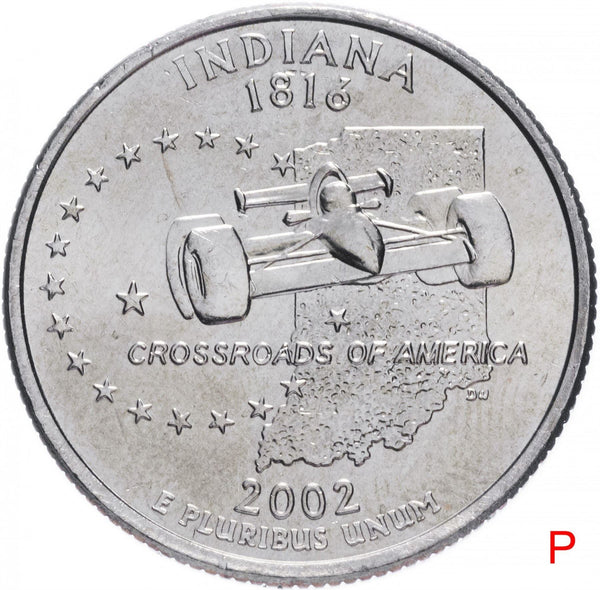 United States Coin American ¼ Dollar | George Washington | Indiana | Racecar | KM334 | 2002