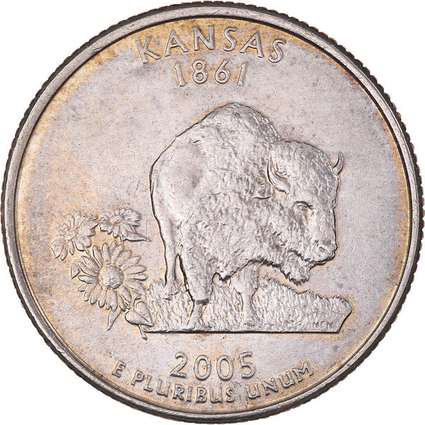 United States Coin American ¼ Dollar | George Washington | Kansas | Buffalo | Sunflower | KM373 | 2005