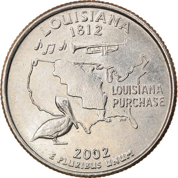 United States Coin American ¼ Dollar | George Washington | Louisiana | Pelican | Trumpet | KM333 | 2002