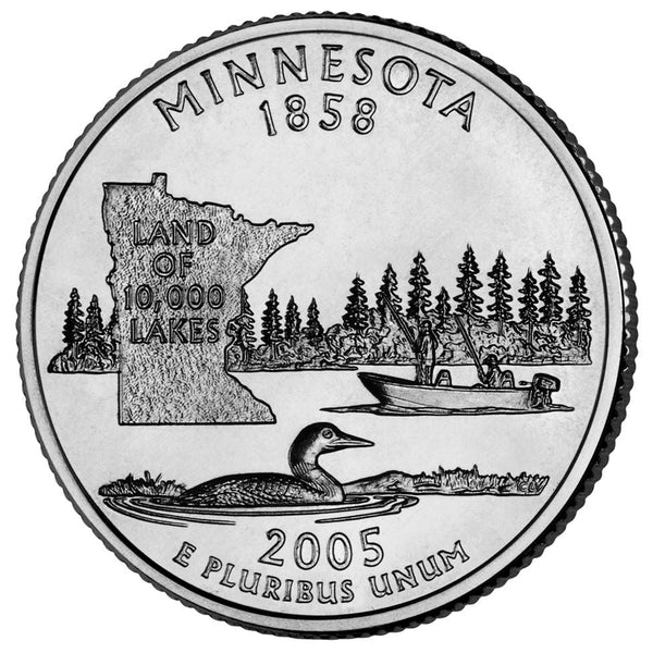 United States Coin American ¼ Dollar | George Washington | Minnesota | Fishing | Loon | KM371 | 2005