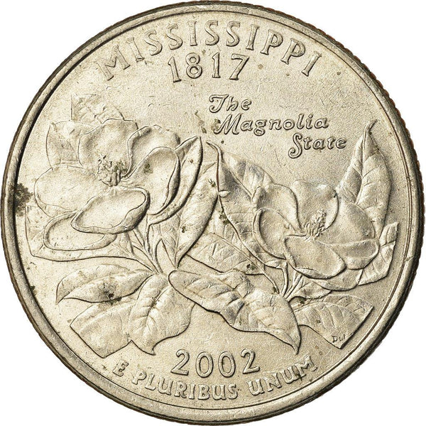 United States Coin American ¼ Dollar | George Washington | Mississippi | Magnolia Blossoms | KM335 | 2002