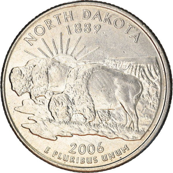 United States Coin American ¼ Dollar | George Washington | North Dakota | Bison | KM385 | 2006