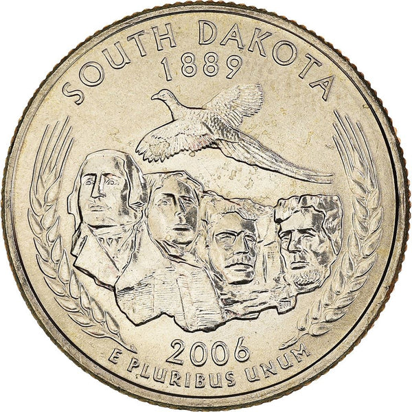 United States Coin American ¼ Dollar | George Washington | South Dakota | Mount Rushmore | Ring-necked Pheasant | KM386 | 2006