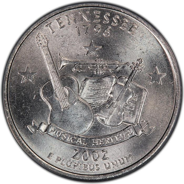 United States Coin American ¼ Dollar | George Washington | Tennessee | Guitar | Trumpet | Violin | KM331 | 2002