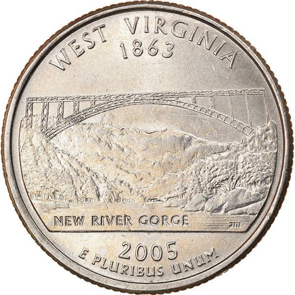 United States Coin American ¼ Dollar | George Washington | West Virginia | New River Gorge Bridge | KM374 | 2005