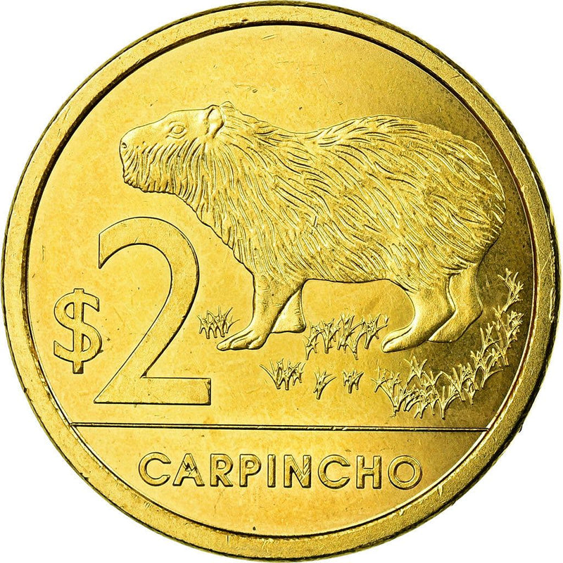 Uruguay Coin 	Uruguayan 2 Pesos | Capybara | KM136 | 2011 - 2019