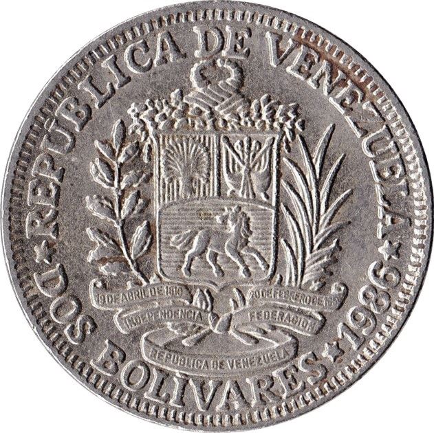 Venezuela | 2 Bolivares Coin | Palomo Horse | Simon Bolivar | KM43 | 1967 - 1988