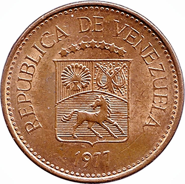 Venezuela | 5 Centimos Coin | Palomo Horse | Wreath | KM49 | 1974 - 1977