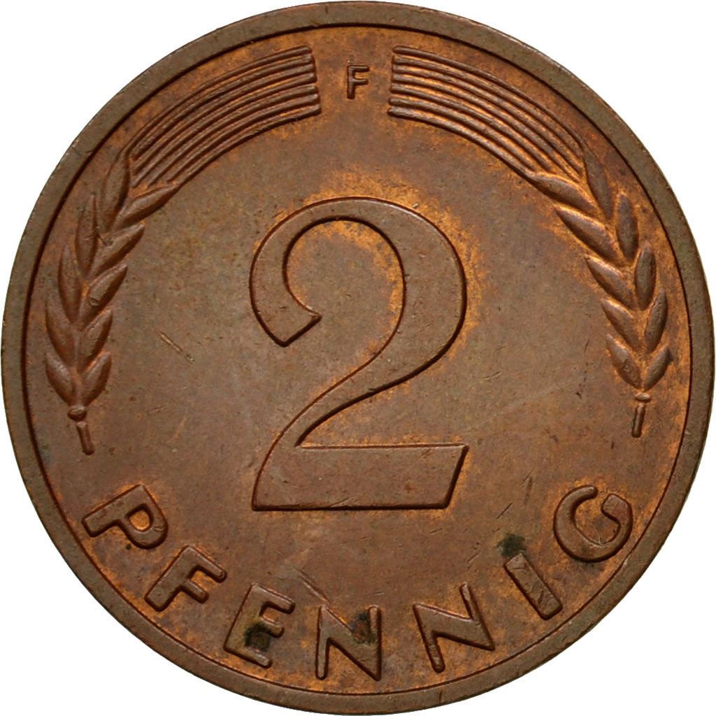 West German 2 Pfennig magnetic | KM106a | 1967 - 2001