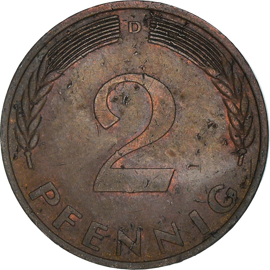 West German 2 Pfennig magnetic | KM106a | 1967 - 2001