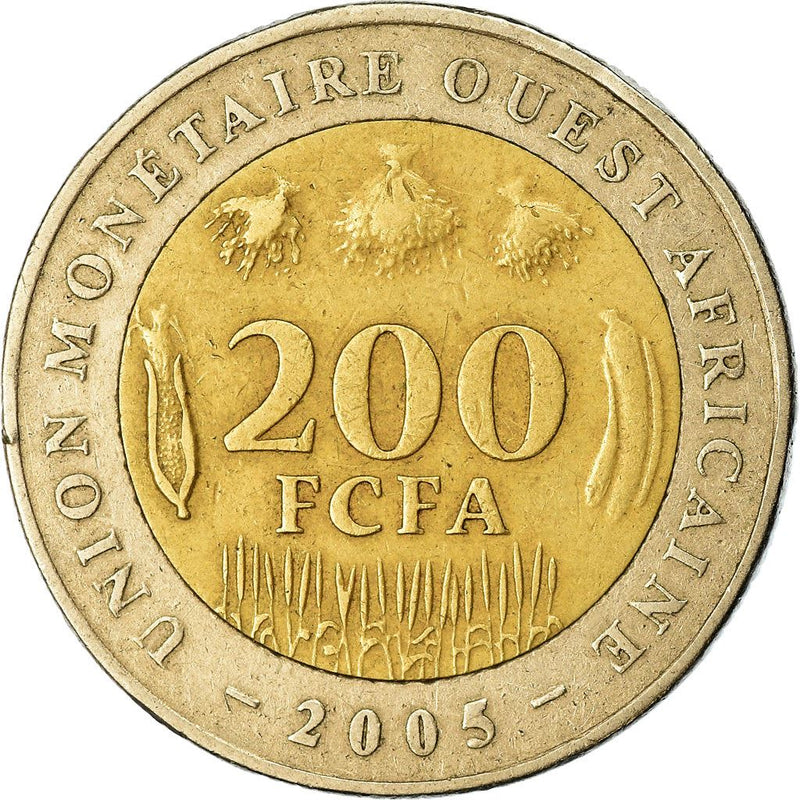 Western African States | 200 Francs Coin | Swfish | Banana | Corn | KM14 | 2003 - 2018