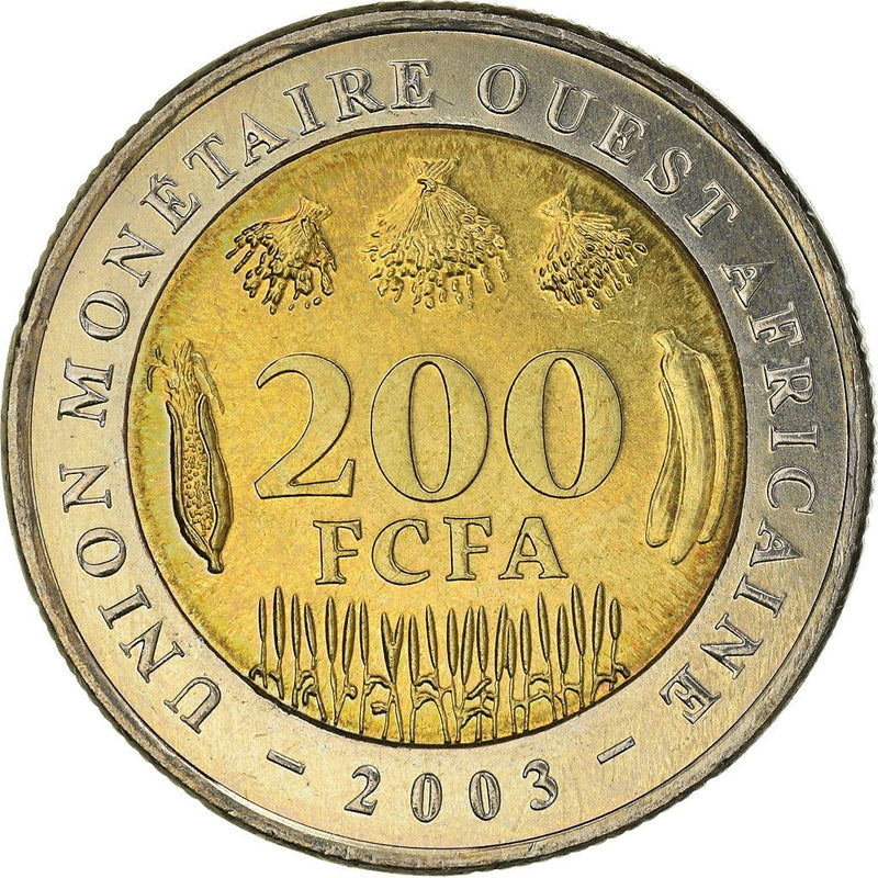 Western African States | 200 Francs Coin | Swfish | Banana | Corn | KM14 | 2003 - 2018