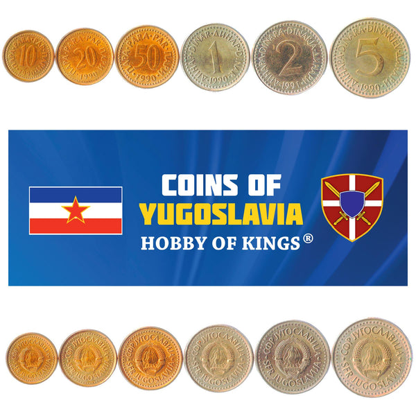 Yugoslav 6 Coin Set 10 20 50 Para 1 2 5 Dinara | Flame | Star | 1990 - 1992