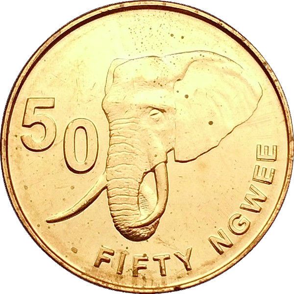 Zambia 50 Ngwee Coin | African Elephant | KM208 | 2012 - 2017