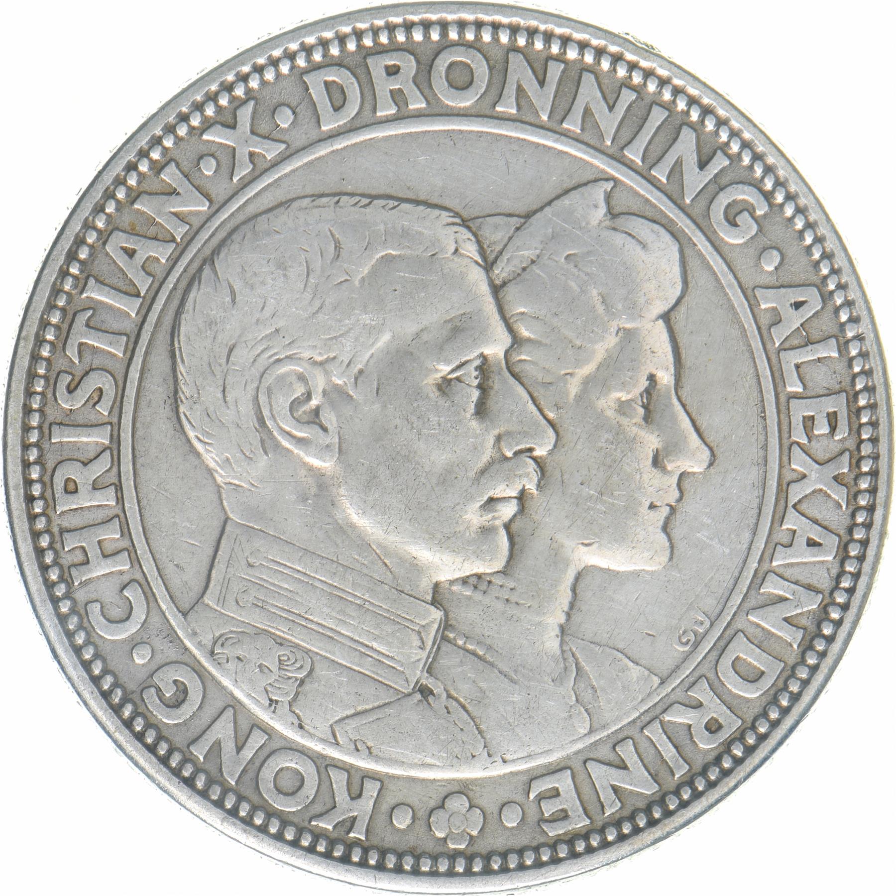 Denmark | 2 Kroner Coin | Silver wedding | KM:821 | 1923
