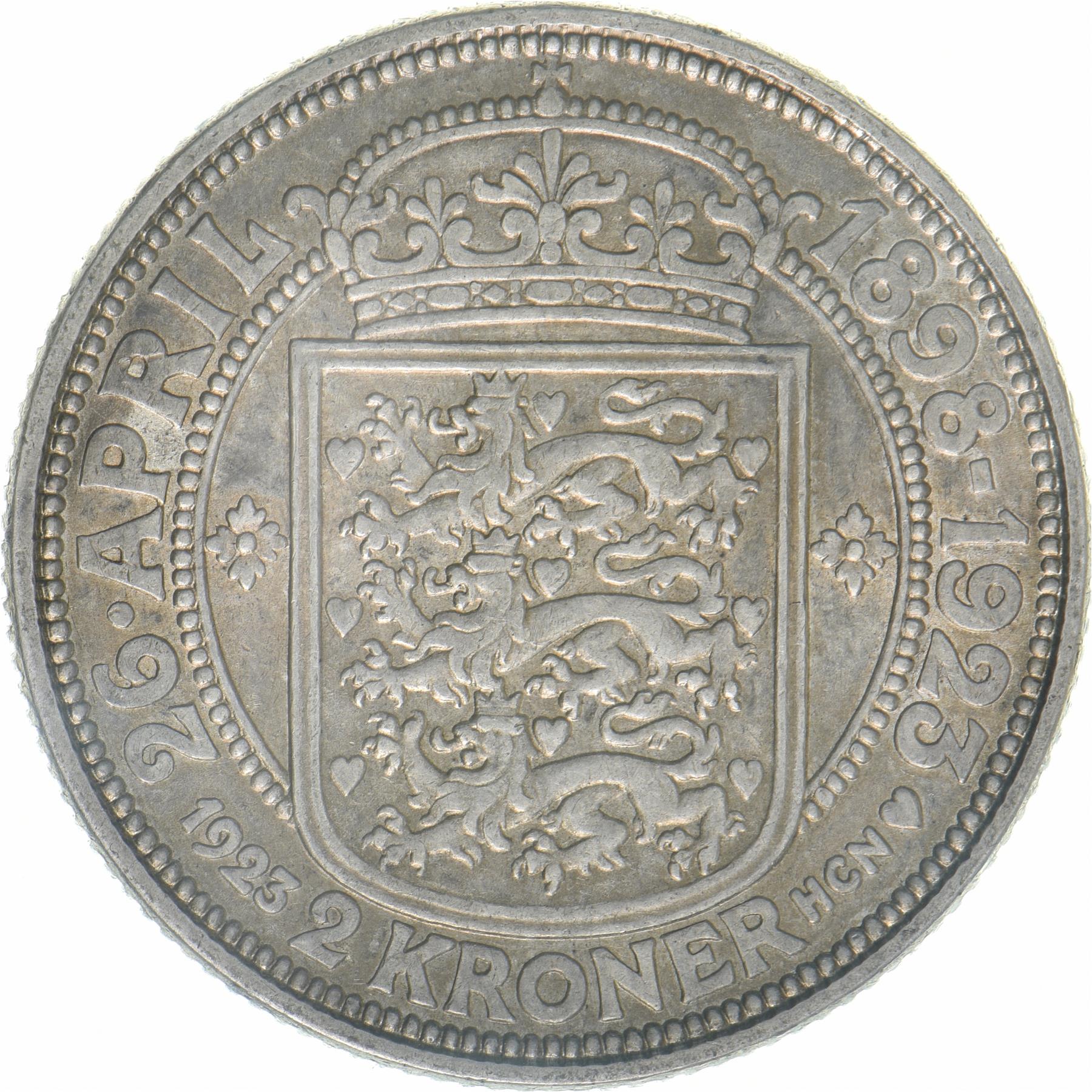 Denmark | 2 Kroner Coin | Silver wedding | KM:821 | 1923