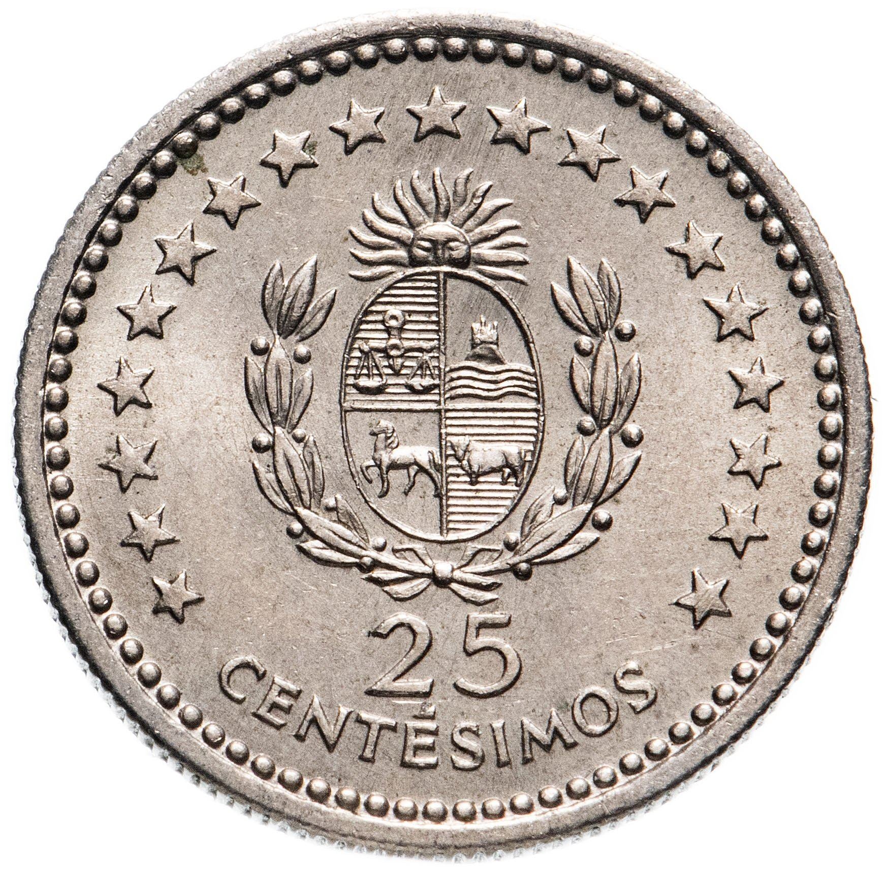 Uruguay 25 Centesimos Coin | Jose Gervasio Artigas | KM40 | 1960