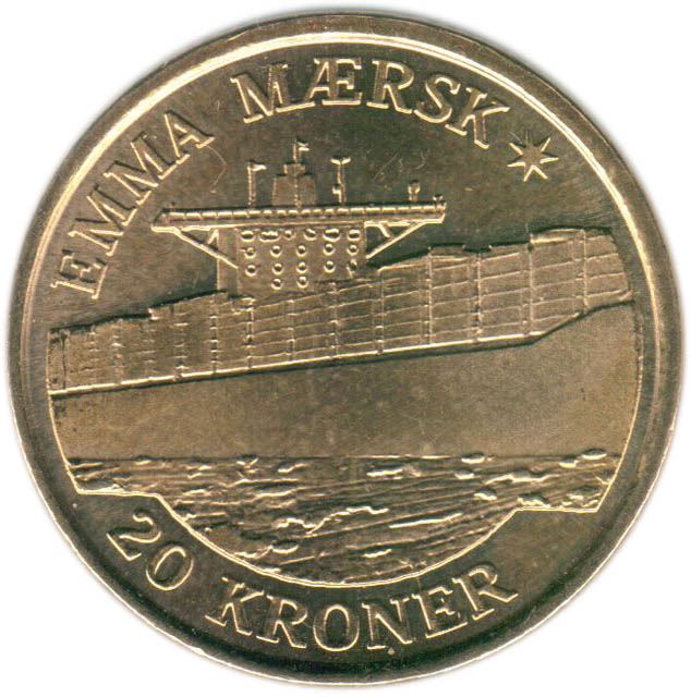Denmark | 20 Kroner Coin | Container Ship | KM:942 | 2011