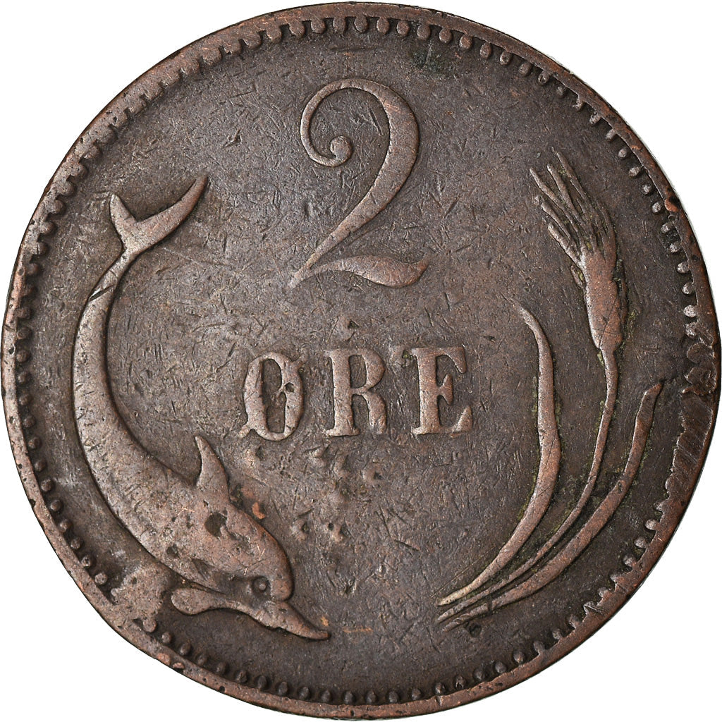 Denmark | 2 Ore Coin | Monogram | Km:793 | 1874 - 1906