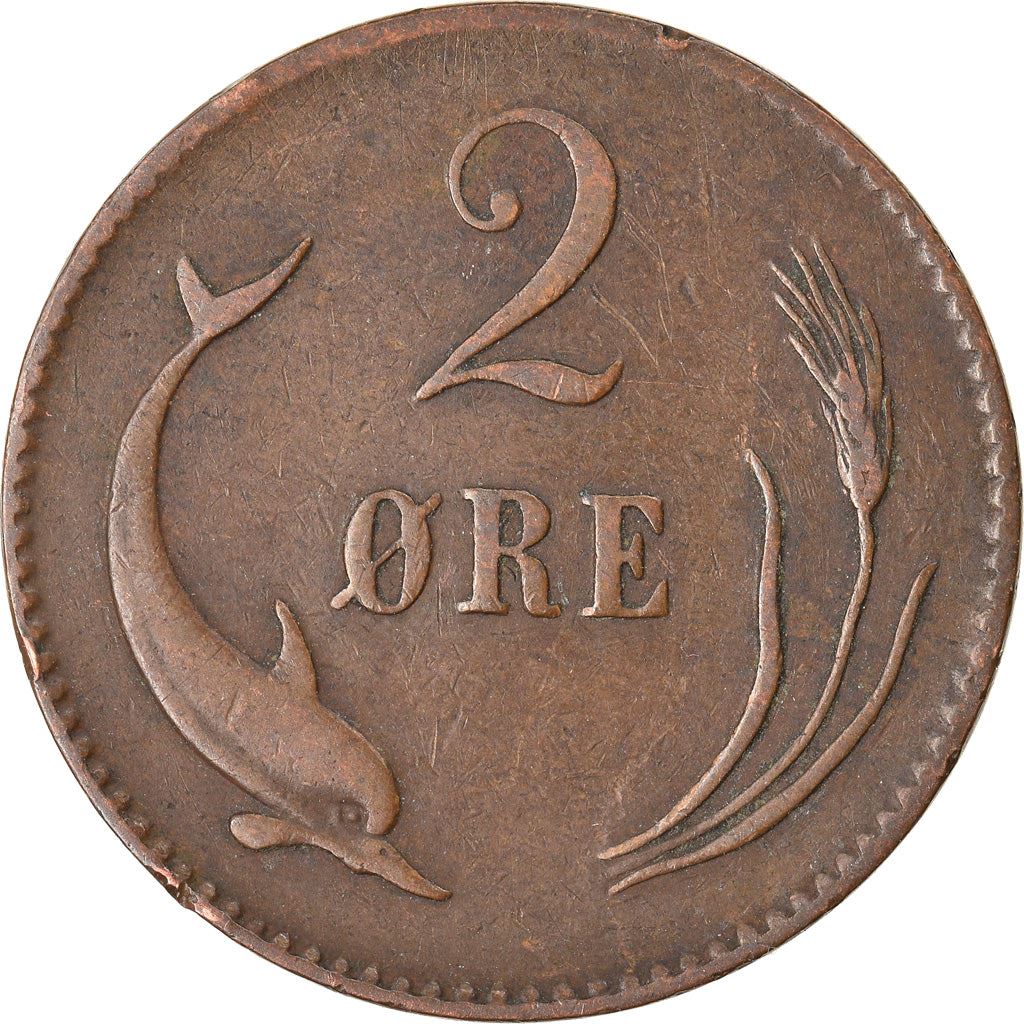 Denmark | 2 Ore Coin | Monogram | Km:793 | 1874 - 1906