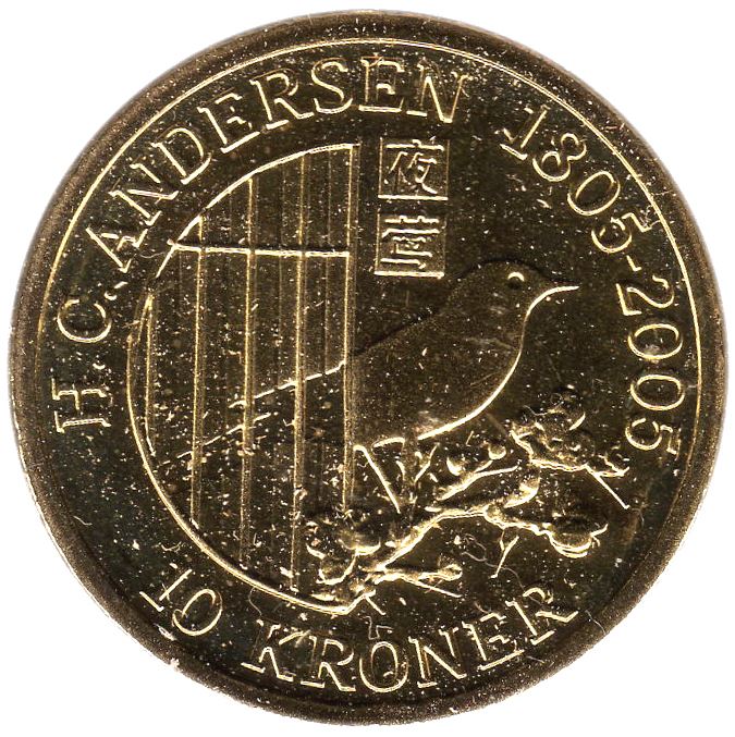 Denmark | 10 Kroner Coin | the Nightingale | KM:923 | 2007