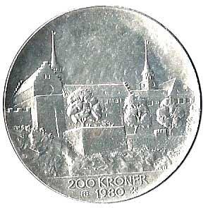 Norway 200 Kroner - Olav V Liberation Coin KM425 1980