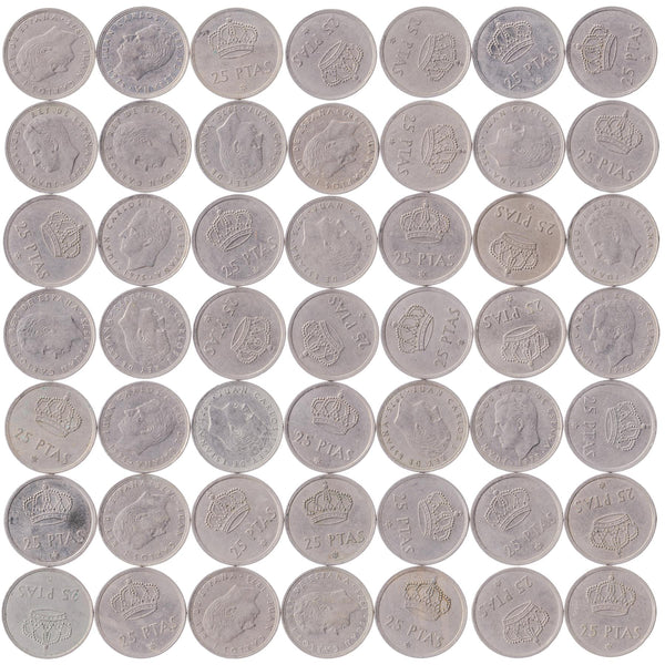 Spain 25 Pesetas | 100 Coins | King Juan Carlos I | KM808 | 1975